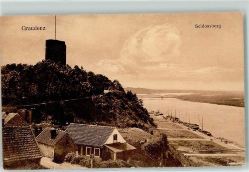Graudenz Grudziadz - Schlossberg Turm Schiff Boot Brücke