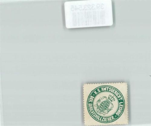 Leisnig Amtsgericht Sachsen Gerichtsvollzieher Krone Wappen Grün Weiß