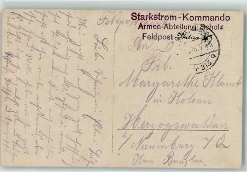 1916 Starkstrom-Kommando Armee-Abteilung Scholz Feldpost