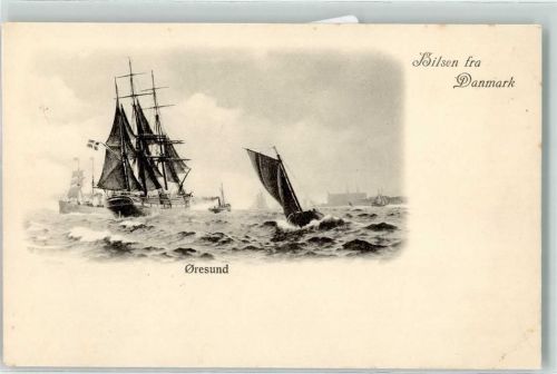Kopenhagen Oresund Schiff Segel Meerenge Schonen Seeland Fahne