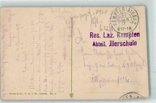 Kempten 1917 Feldpost Res. Laz. Abteil Illerschule