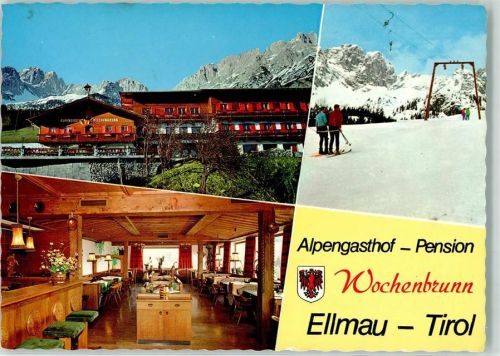 Ellmau Alpengasthof Pension Wochenbrunn Wappen Adler Ski Lift Sport Gasthaus Gastraum