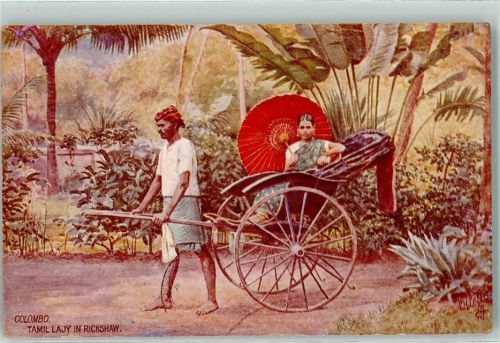 Tuck`s Oilette Colombo Serie II No. 8938 Tamil Lady in Richshaw