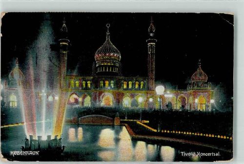 Kopenhagen 1912 Tivoli`s Koncertsal bei Nacht