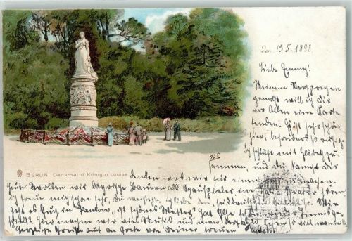 W1000 Tiergarten Denkmal Adel Königin Luise 1898 Lithographie