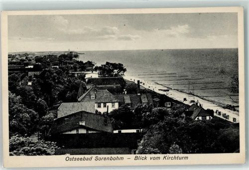 Sorenbohm Blick vom Kirchturm Strand Strandkorn Meer