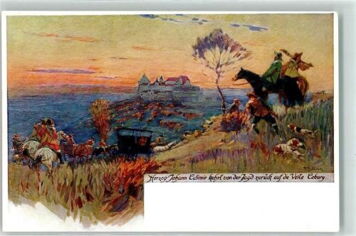 Coburg Herzog Johann Casimir Jagd Feste Kutsche Hund Pferd sign.