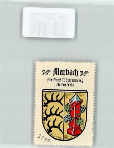 Marbach Wappen Kaffee Hag ca. 1920-1940 Hirschstangen Turm Weintrauben