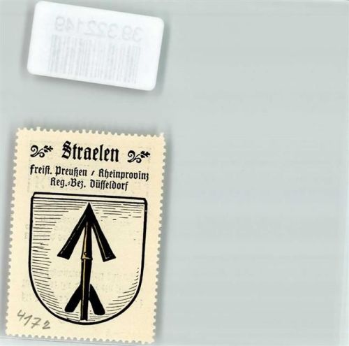 Straelen Vignette Wappen Freist. Preußen Rheinprovinz Reg. Bez. Düsseldorf