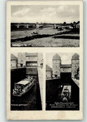 Minden Schlachtschleuse Kanalbrücke Salon-Passagierschiff