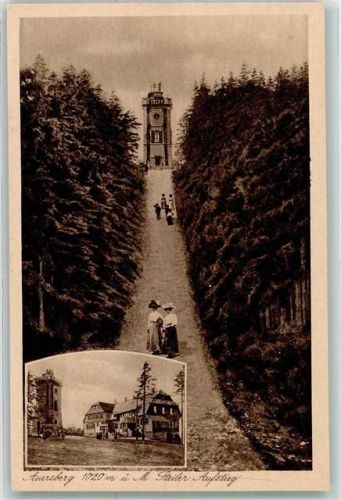 Eibenstock Auersberg Steiler Anstieg der Turm und Gasthaus