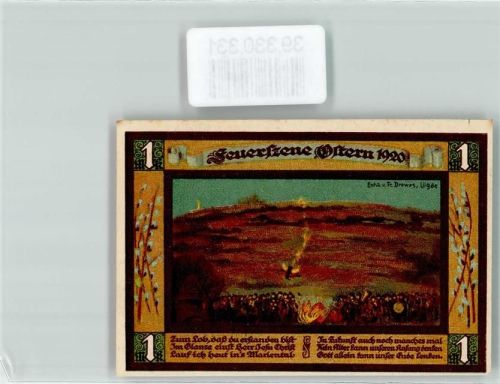 Lügde 1921 Notgeld Stadt Lügde 1 Mark Nr. 033822