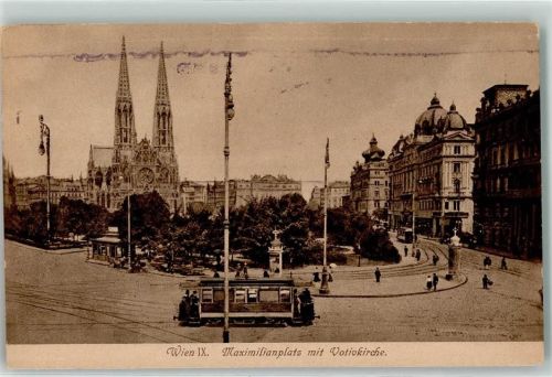 1090 Wien 9. Bezirk, Alsergrund - Maximilianplatz Votivkirche Tram Straßenbahn Litfaßsäule