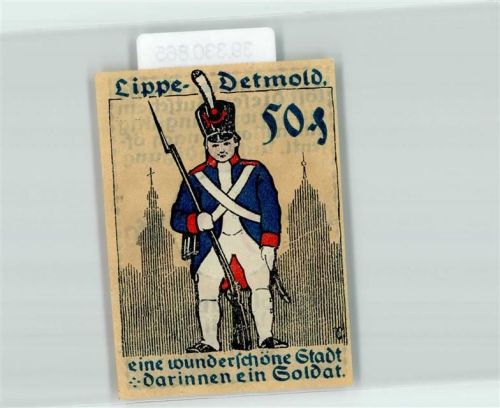 Detmold Notgeld 50 Pfennig Mann Uniform Türme Soldat