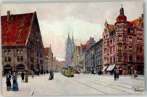 Nürnberg 1911 Königsstraße Lorenzkirche sign. Franz Schmidt