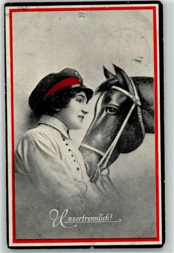 1918 Unzertrennlich Frau Pferd