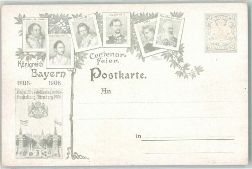 Nürnberg Bayerische Jubiläums Landes Ausstellung 1906 Centenar-Feier Maximilian Joseph I. Maximilian II. Ludwig I. Ludwig II. Otto Prinz Regent Luitpold