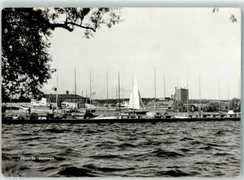 Västeras Hamnen Hafen Segelboot Schiff Turm