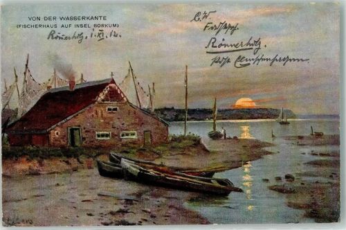 Borkum 1912 von der Wasserkante Fischerhaus