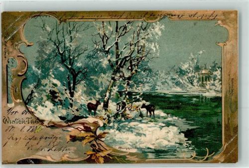 1901 Wiintertag Rehe Rokoko Serie JWM Nr.8