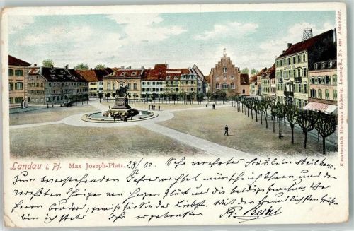 Landau 1902 Max Joseph Platz Brunnen Denkmal
