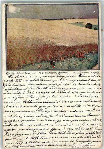 1906 Künstlersteinzeichnungen Kornfeld sign.H.v.Volkmann