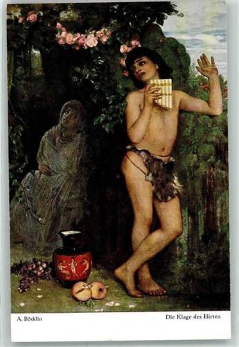 Die Klage des Hirten Panflöte sign.A.Böckling Bruckmanns Karte Nr.3