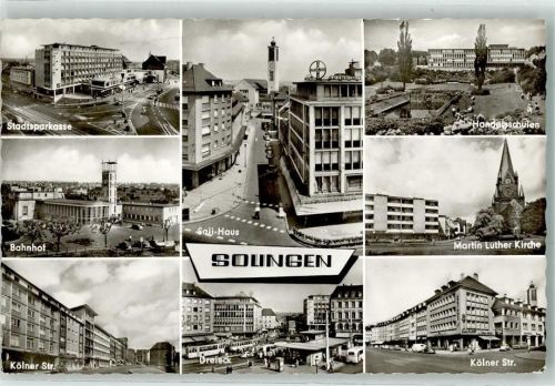 Solingen Stadtsparkasse Bahnhof Kölner Straße Dreieck Straßenbahn Sali-Haus Handelsschulen Martin-Luther-Kirche