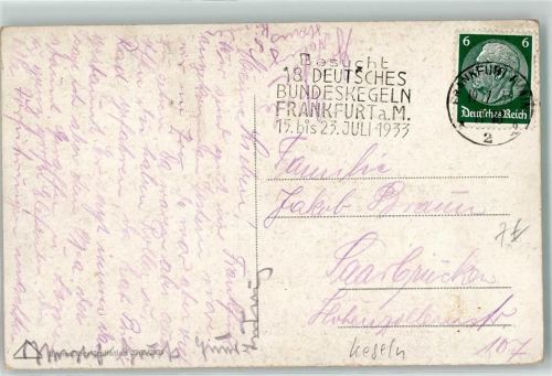Frankfurt 18. Deutsches Bundeskegeln Juli 1933