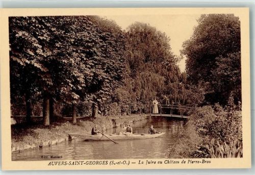 Auvers-Saint-Georges La Juine au Chateau de Pierre Brou Brücke Ruderboot