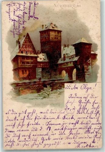 Nürnberg 1900 Winter Bahnpost Nürnberg Zug 291 3.9.00 am Henkersteg