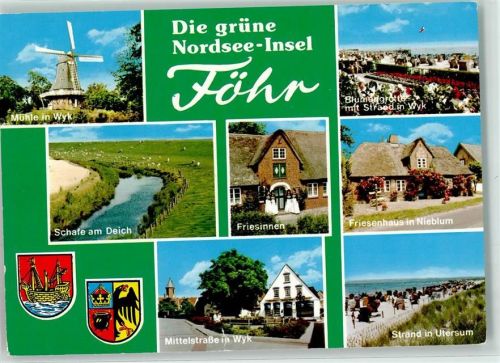 Wyk Windmühle Blumengrotte Tracht Mittelstraße Friesenhaus Wappen