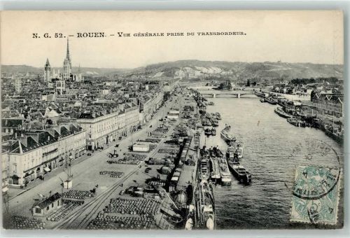 Rouen 1906 Blick vom Transbordeur Frachter Binnenschiffe