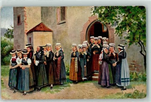 1915 Kirchgang im Schwarzwald Schwarzwaldtrachten Serie III Blatt 15