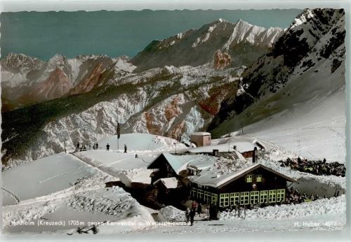 Hochalm Karwendel Wettersteinwand Winter Hüttenstempel
