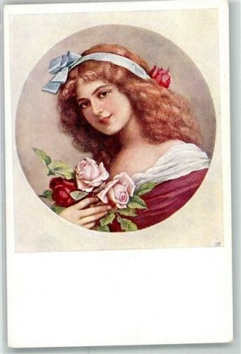 Frauenportrait mit Rosen B.K.W.I. Nr.461-3