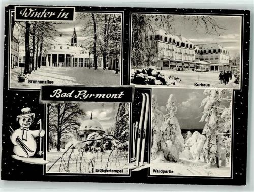 Bad Pyrmont Winter Schnee Brunnenallee Kurhaus Wald Erdbeertempel Schneemann Ski