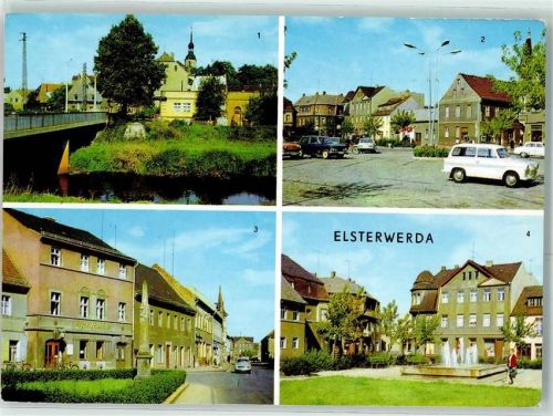 Elsterwerda Markt Postmeilensäule Hauptstraße Elsterbrücke