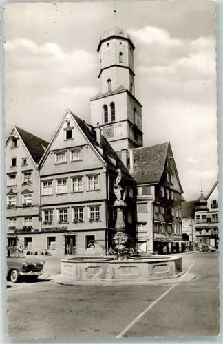 Biberach Marktbrunnen mit Stadtpfarrkirche St. Martin