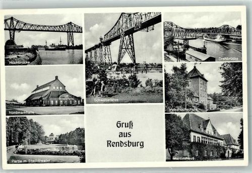 Rendsburg Hochbrücke Schwebefähre Nordmarkhalle Martinshaus