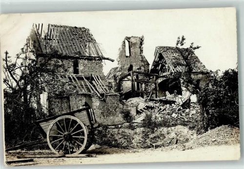 Aizelles Trümmer Krieg Zerstörung Holzwagen Ort handschriftlich
