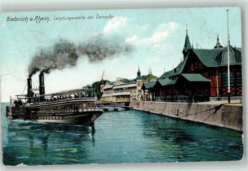 Biebrich 1907 Landungsstelle der Dampfer