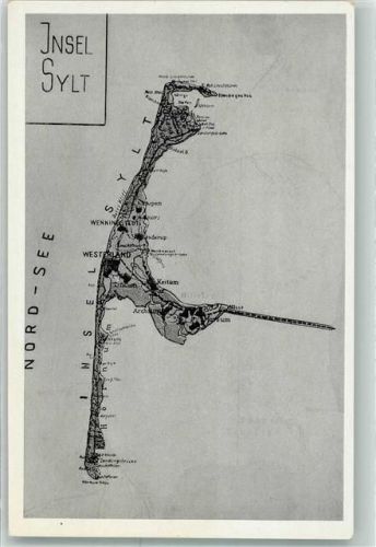 Morsum Karte der Insel Sylt mit Hindenburgdamm