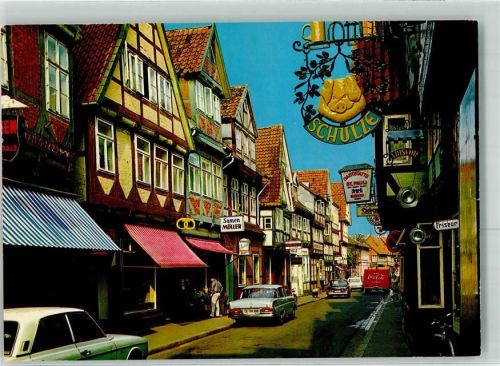 29221 W3100 Celle - Neue Straße mit Gasthaus Schulze St. Pauli Kaufhaus Samen Möller Mercedes CocaCola LKW