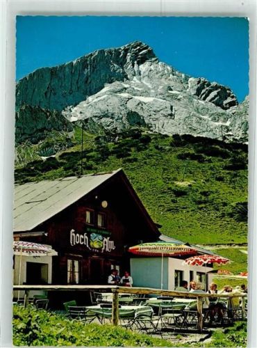 Hochalm Gasthaus mit Alpspitz-Nordwand Hüttenstempel