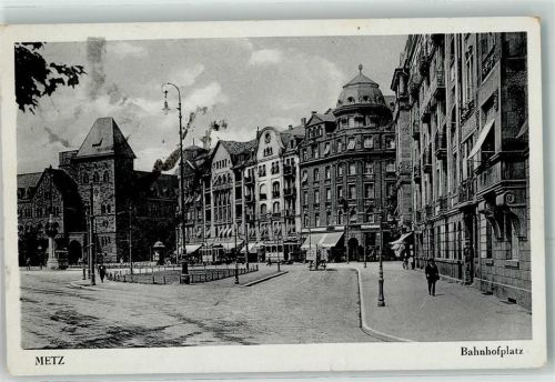 Metz Bahnhofsplatz Tram Straßenbahn Litfaßsäule Restaurant Gasthaus