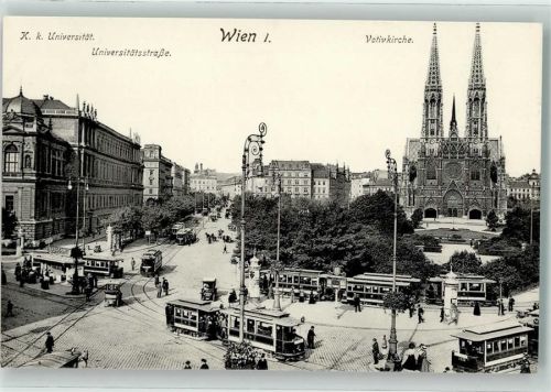 Wien Votivkirche K.k. Universität Universitätsstraße Straßenbahn Oldtimer Litfaßsäule