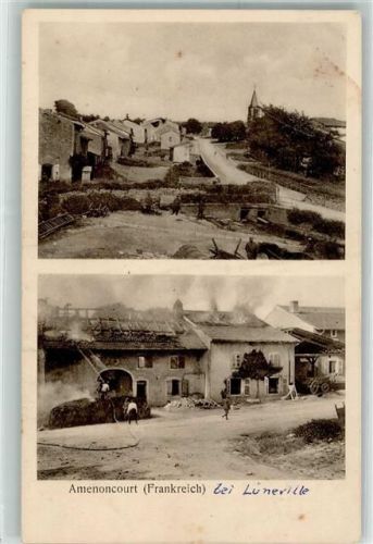 Amenoncourt 1915 vor und nach der Zerstörung