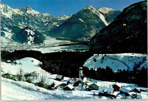 Bludenz Winter Bürsberg im Brandnertalmit Gamsfreiheit Klostertal u. Itonskopf nur Scan beschnitten