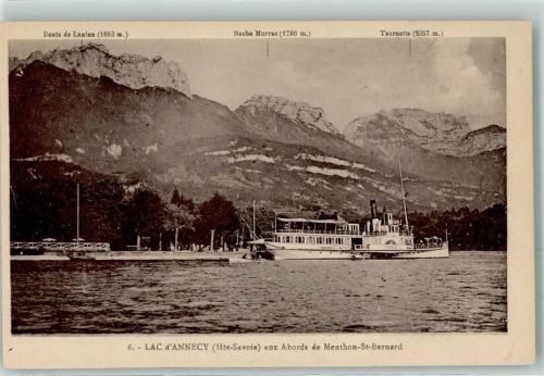 Menthon-Saint-Bernard Lac d`Annecy aux Abords de Menthon St. Bernard Seitenraddampfer France